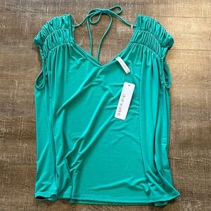 Clear Scarlett Teal Ruched Shoulder Halter-Back Camisole